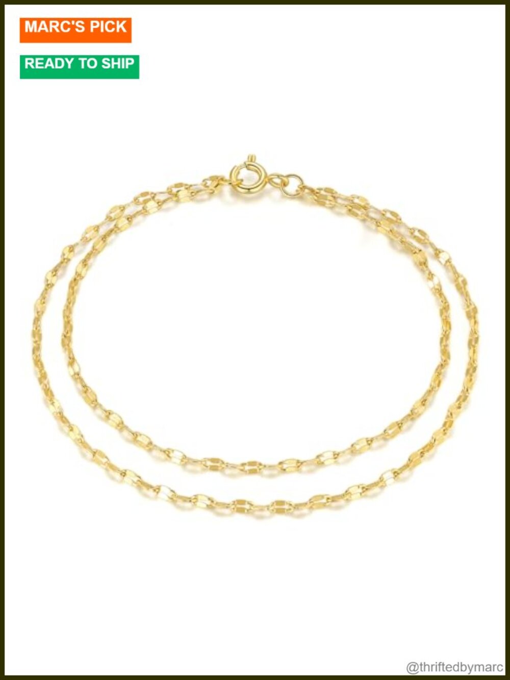 Gold Plated Double Chain Bracelet for Women Mirror Link Layered